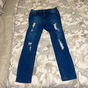 High waisted ripped jean